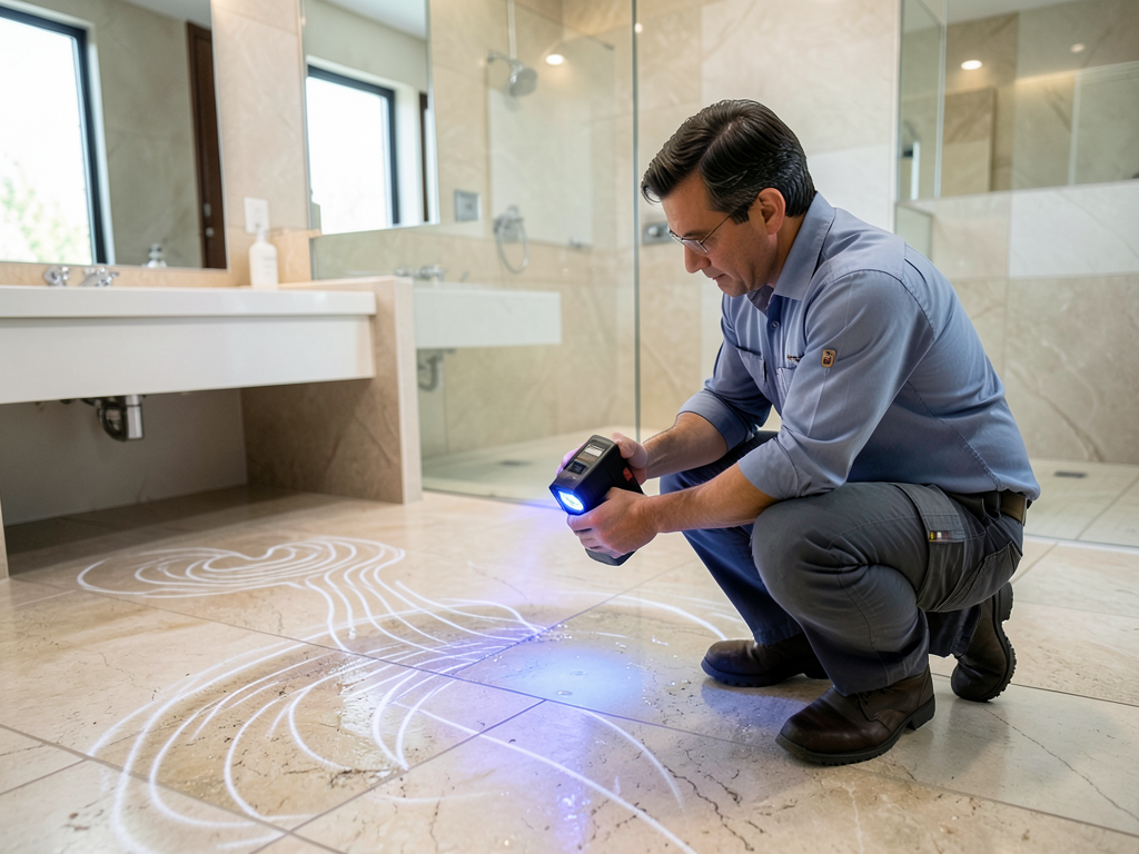 Signs of hidden moisture under natural stone tile